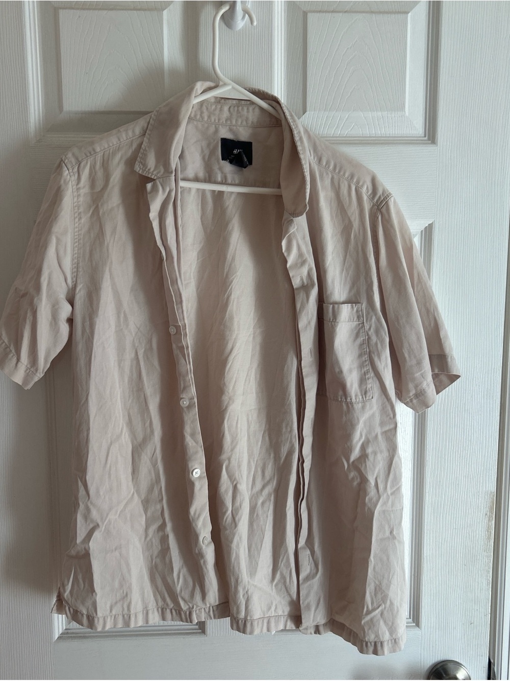 H&M Light Beige Short-Sleeve Button-Down Shirt